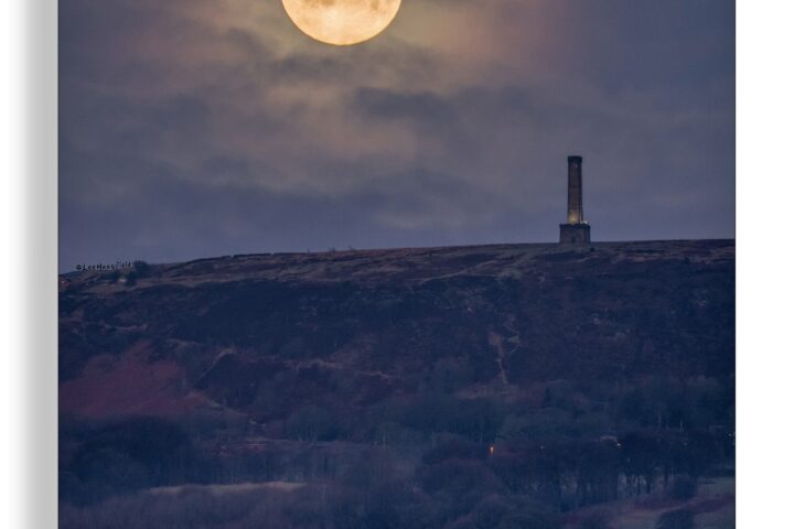 Moon over Peel Tower Ramsbottom Bury ©Lee Mansfield